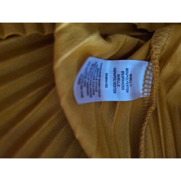 Marc New York Andrew Marc Mustard Yellow XL Long Sleeve Pleated Mock Neck Blouse - Picture 9 of 9